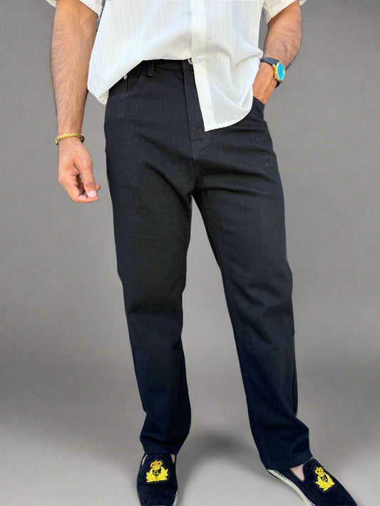 Mens Washed Straight-Leg Slim Jeans in Black