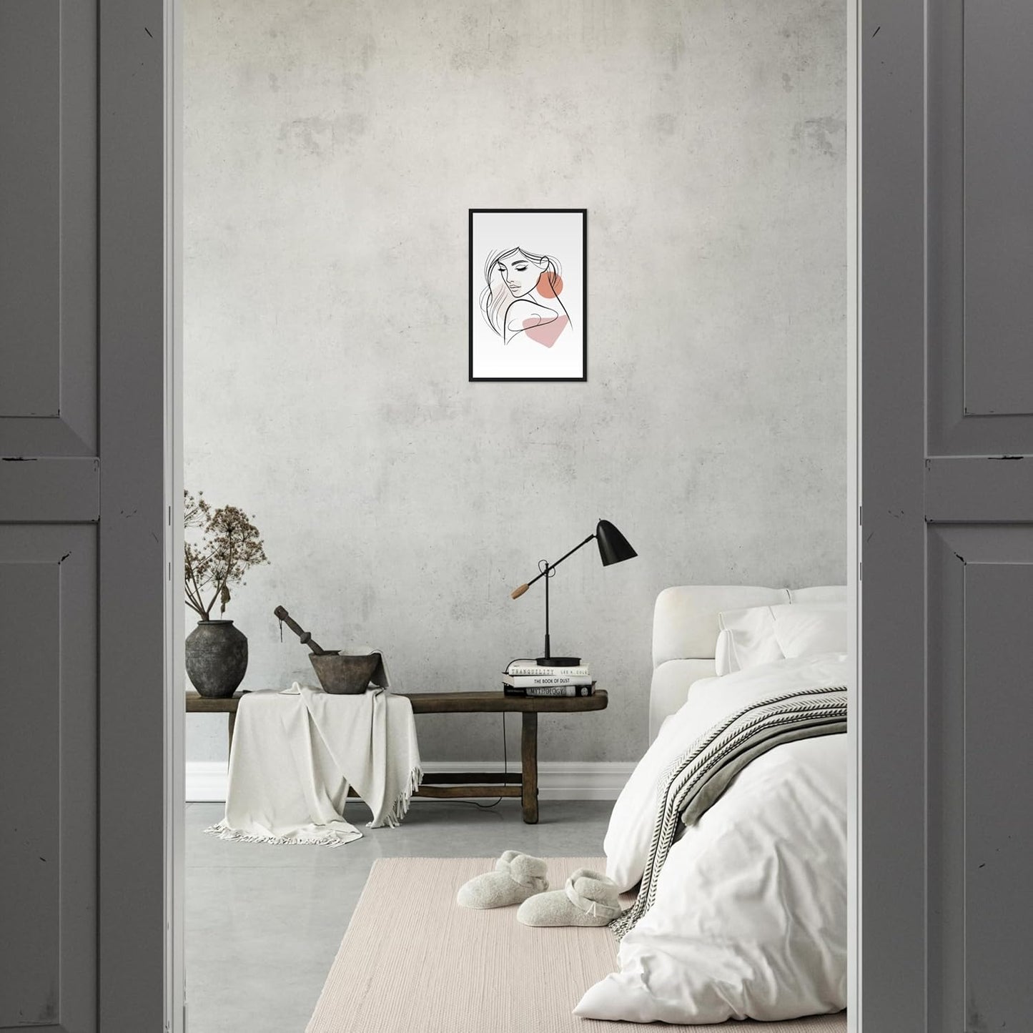 The Electra in Neutrals - Minimalist Woman Line Artwork
