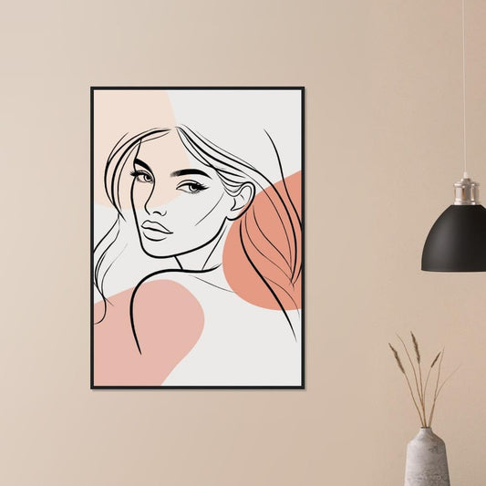 The Maya in Neutrals - Minimalist Woman Line Artwork - Ready To Hang (Framed)