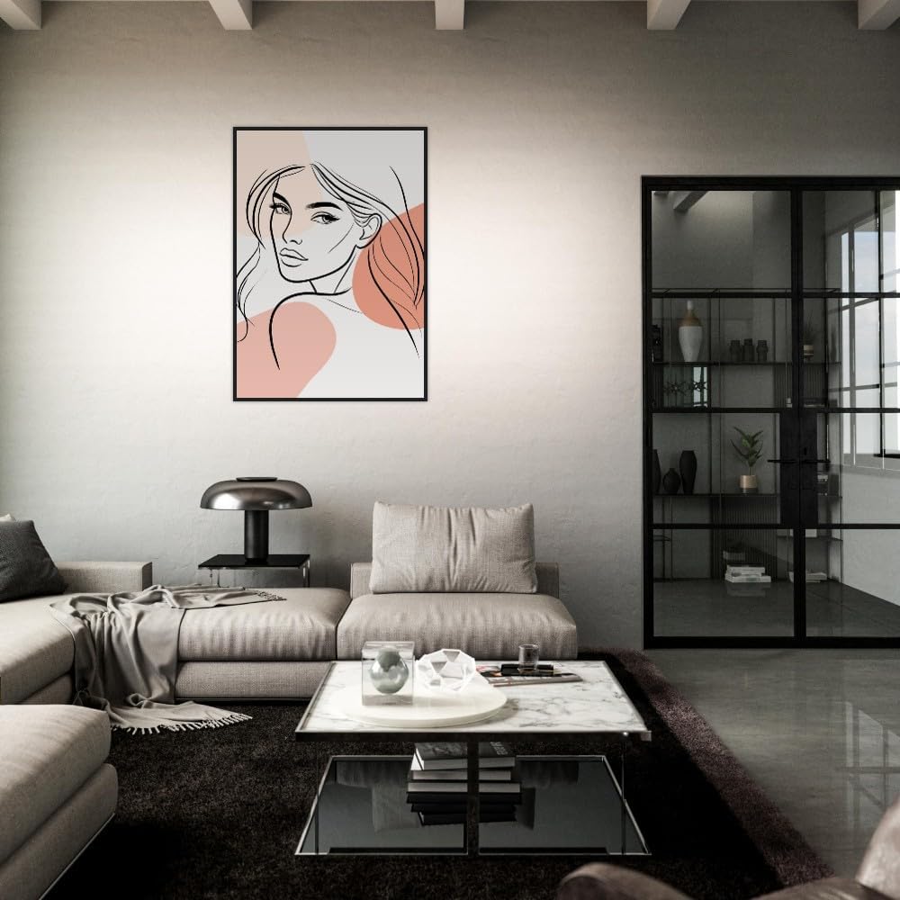 The Maya in Neutrals - Minimalist Woman Line Artwork - Ready To Hang (Framed)