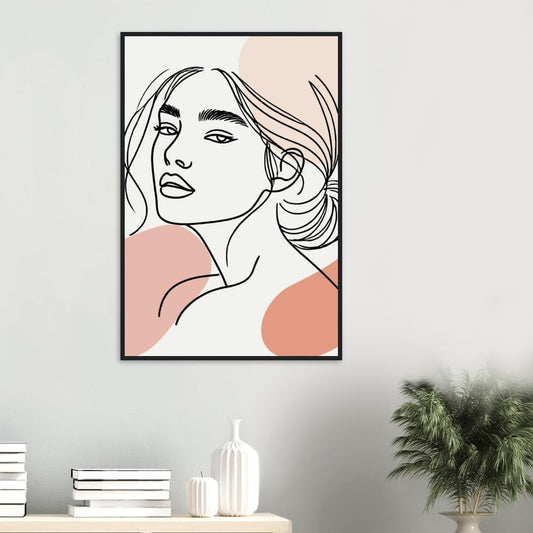 The Asta in Neutrals - Minimalist Woman Line Artwork - Ready To Hang (Framed)