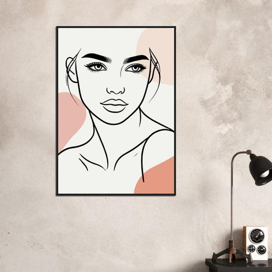 The Carmen in Neutrals - Minimalist Woman Line Artwork Print (Framed)
