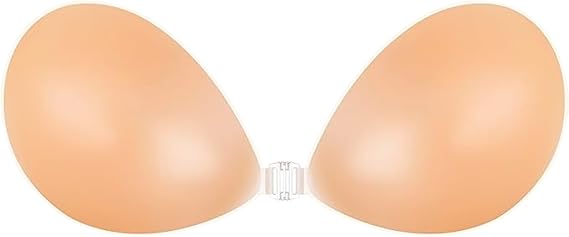 Know Your Worth Silicone Adhesive Strapless Bra - Reusable Backless Bra with Clear Front Clasp - Invisible Lift for Dresses & Formal Wear