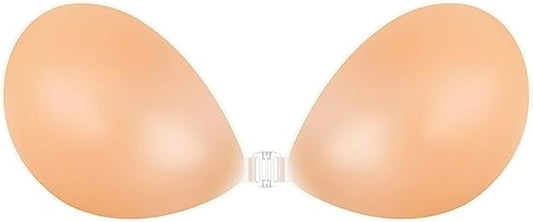 Know Your Worth Silicone Adhesive Strapless Bra - Reusable Backless Bra with Clear Front Clasp - Invisible Lift for Dresses & Formal Wear