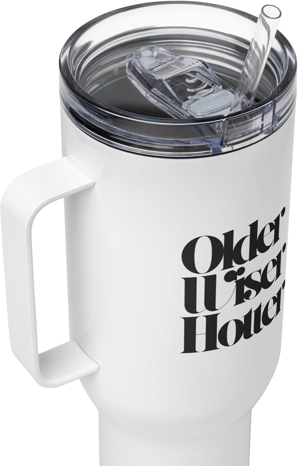 Older Wiser Hotter Travel Mug With a Handle – Mug – Stainless Steel Cute Morning Coffee Cup for Confident Women & Men, Boss Babe, Best Friend, Mom, Sister, Wife, Husband