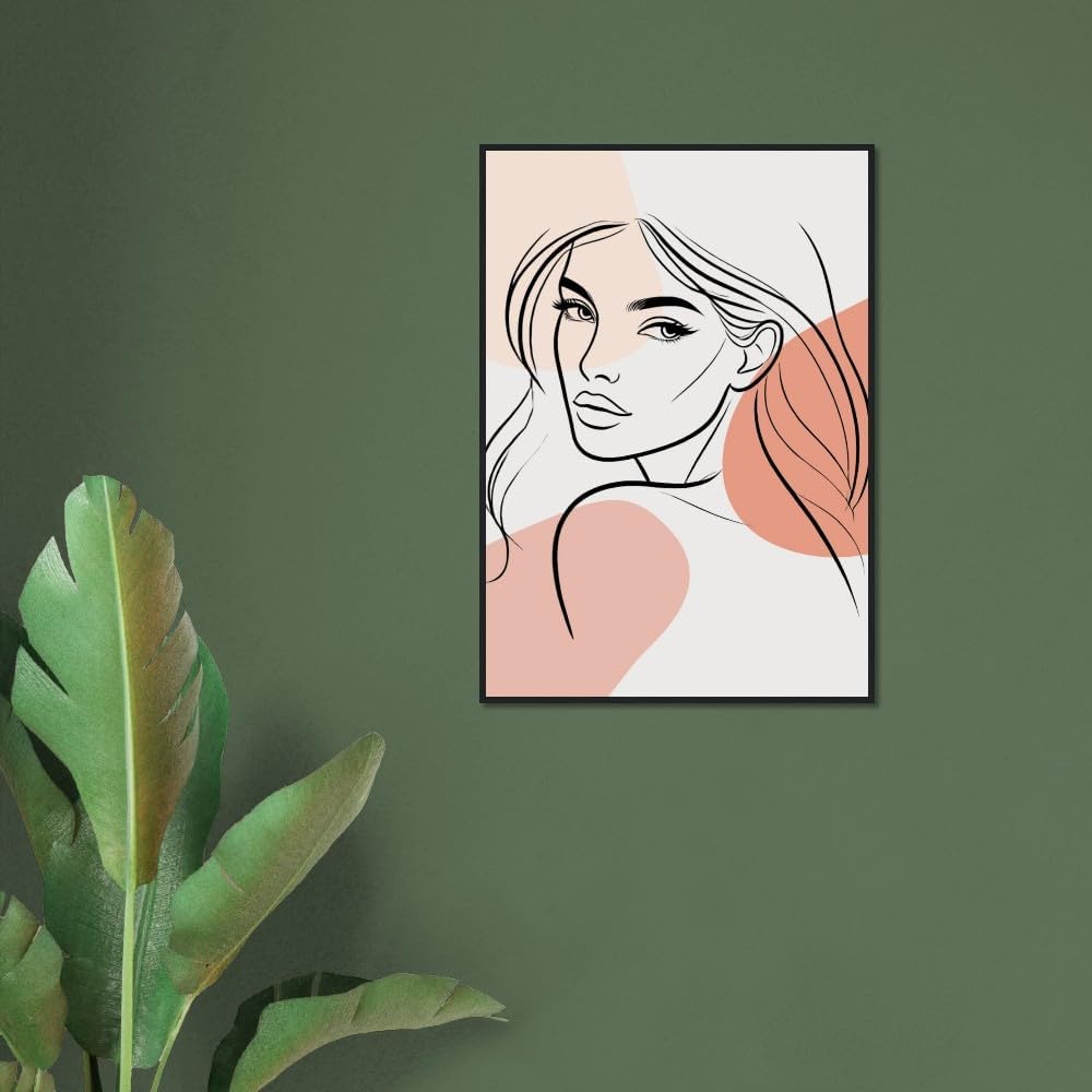 The Maya in Neutrals - Minimalist Woman Line Artwork - Ready To Hang (Framed)