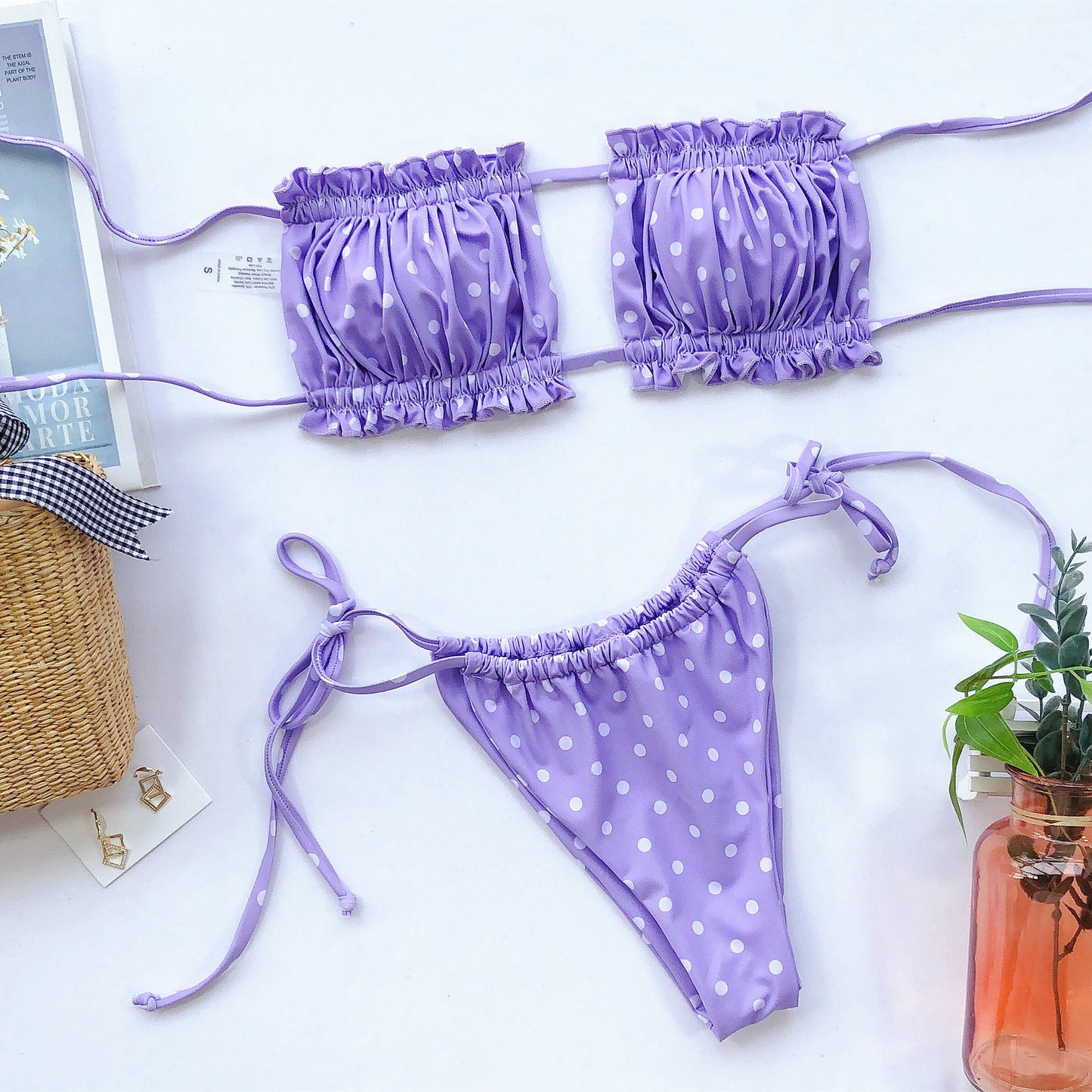 Keep it Frill Trim Ruched Bikini Set