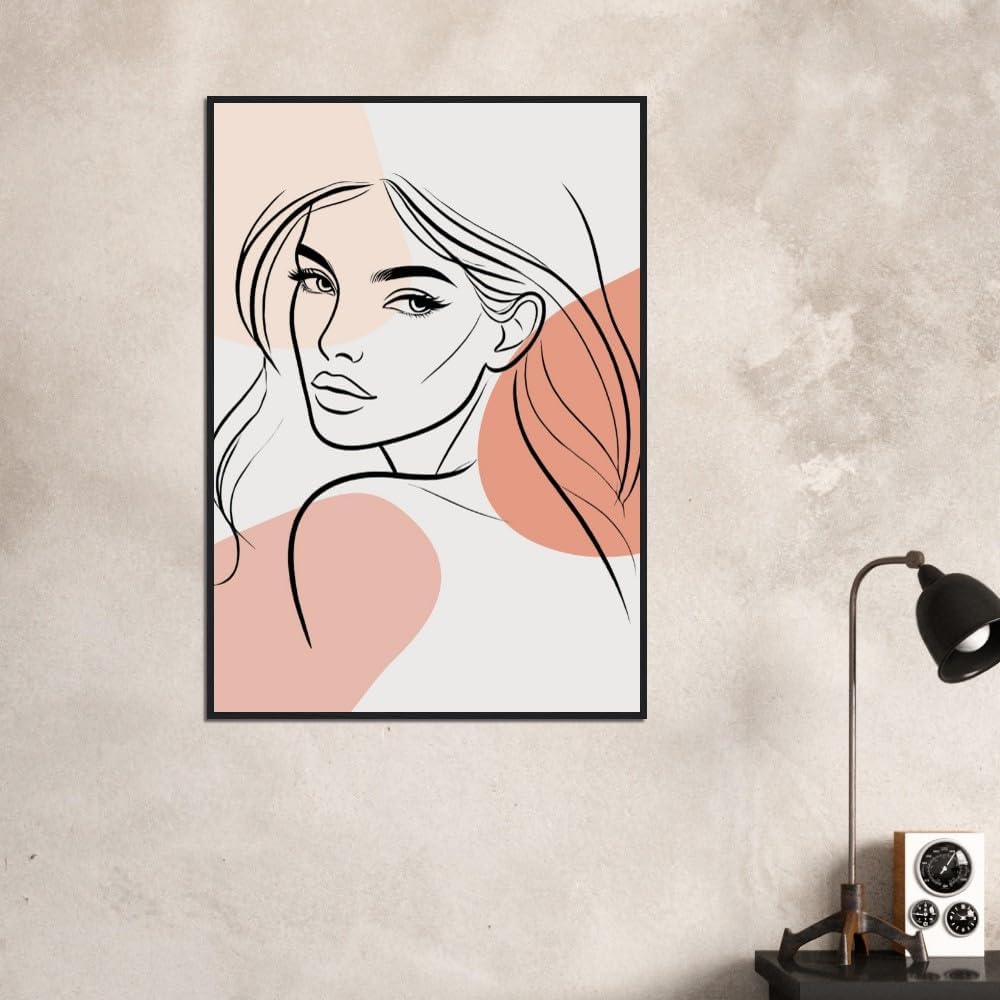 The Maya in Neutrals - Minimalist Woman Line Artwork - Ready To Hang (Framed)