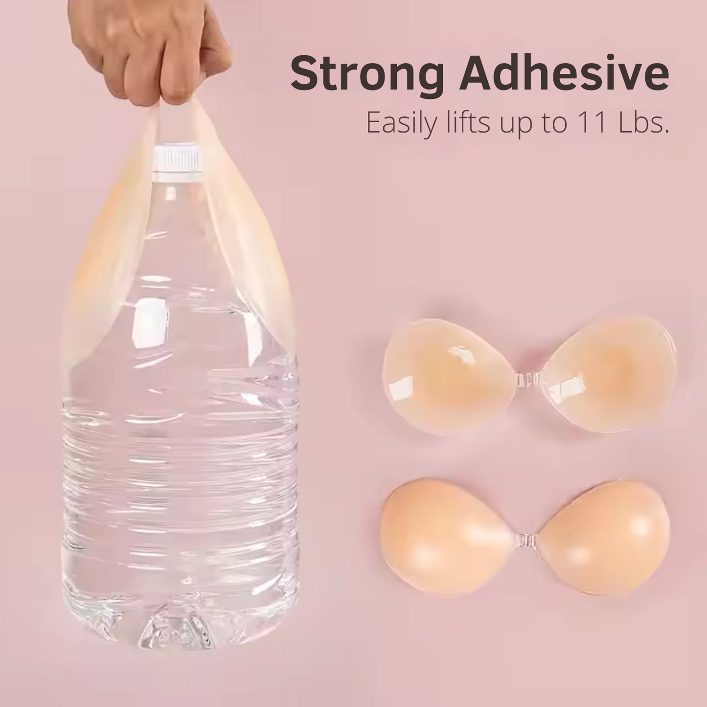 Know Your Worth Silicone Adhesive Strapless Bra - Reusable Backless Bra with Clear Front Clasp - Invisible Lift for Dresses & Formal Wear