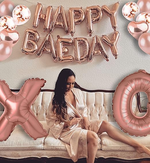 Happy Baeday Balloon Kit in Rosegold | Valentines Day Balloon Decorations | Giant 40 inch X and O in Rosegold | Galentines Day | Anniversary