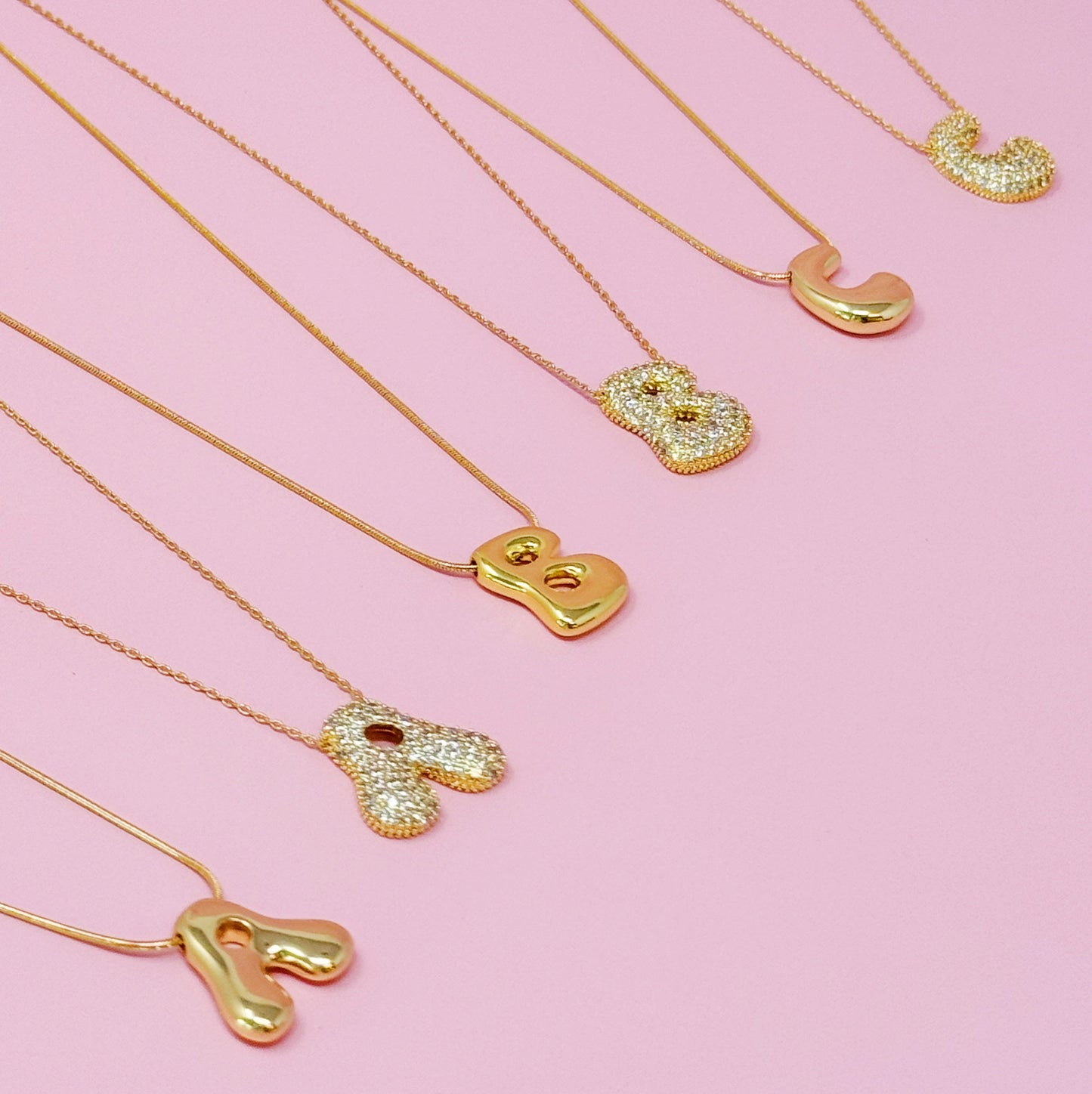 Crystal Bubble Throwy Letter Necklace