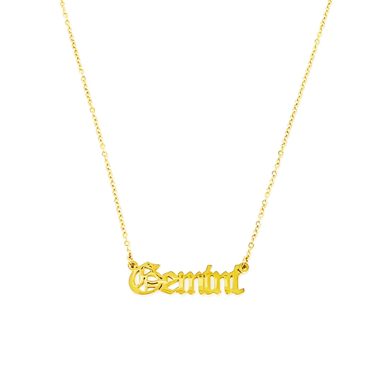 Old English Zodiac Necklace - Stainless Steel Gold Plated