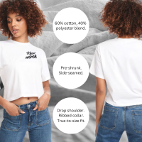 Know Your Worth Women's Crop Tee in White - Softest Crewneck Short Sleeve Crop Top - Cotton/Polyester Blend