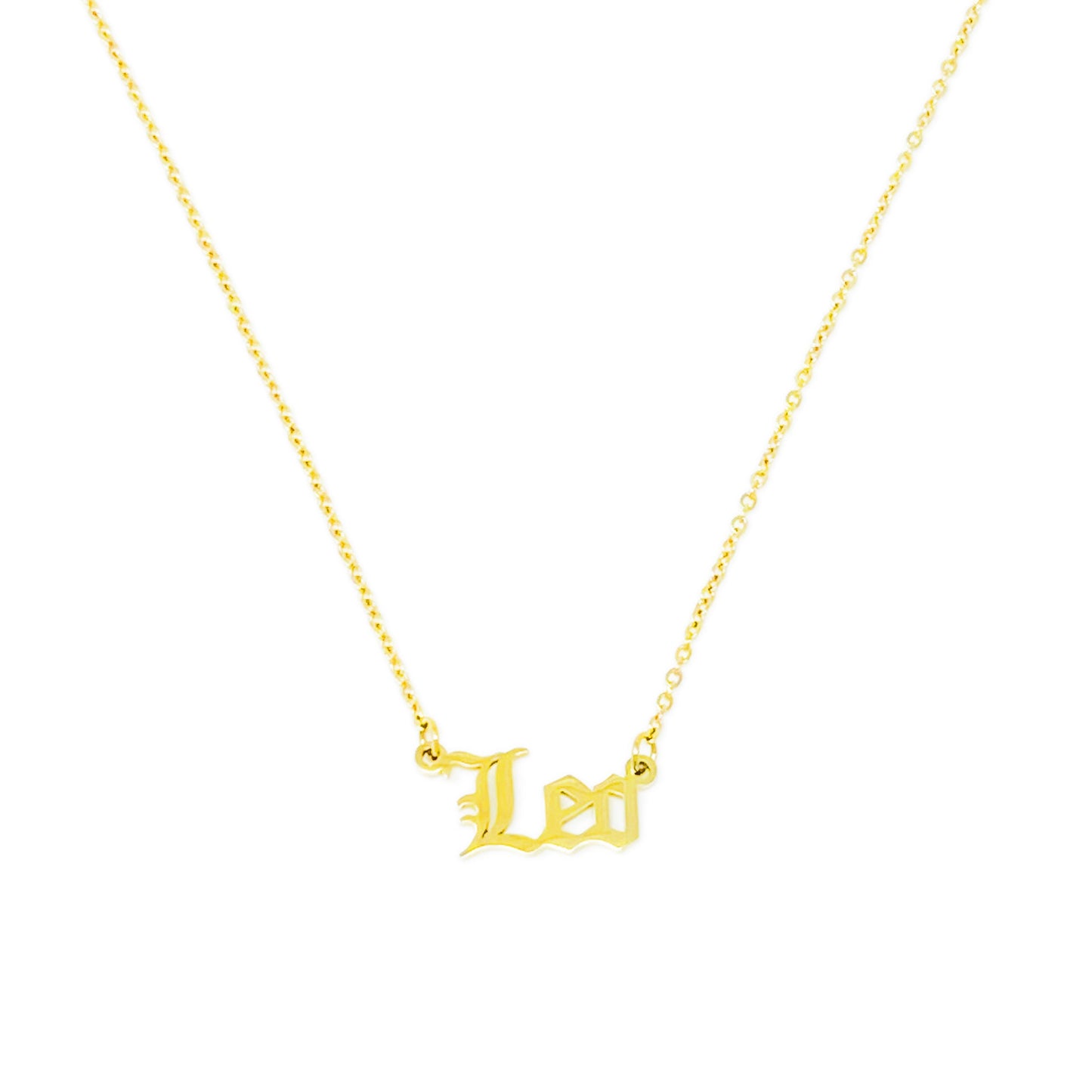 Old English Zodiac Necklace - Stainless Steel Gold Plated