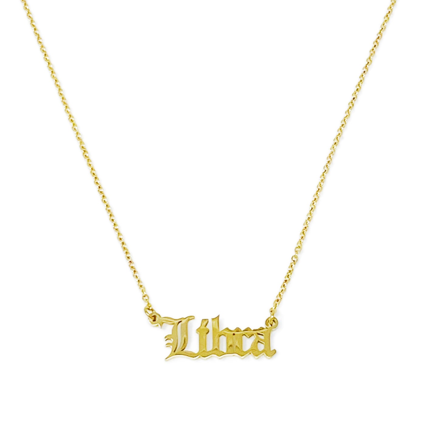 Old English Zodiac Necklace - Stainless Steel Gold Plated