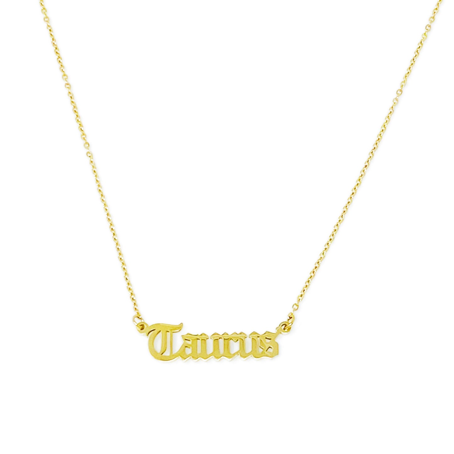 Old English Zodiac Necklace - Stainless Steel Gold Plated