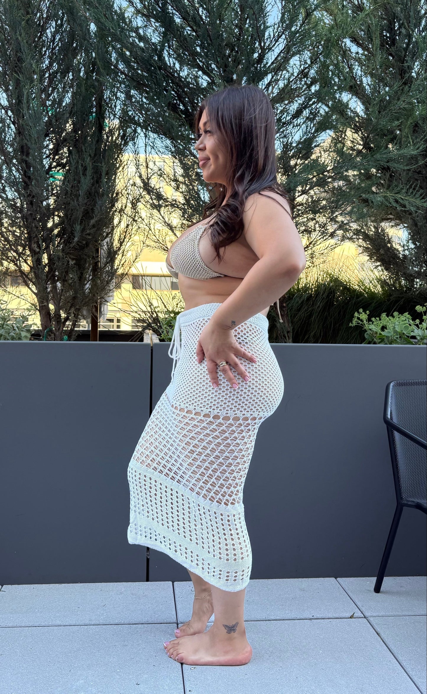 Tied Hollow Out Cover-Up Skirt