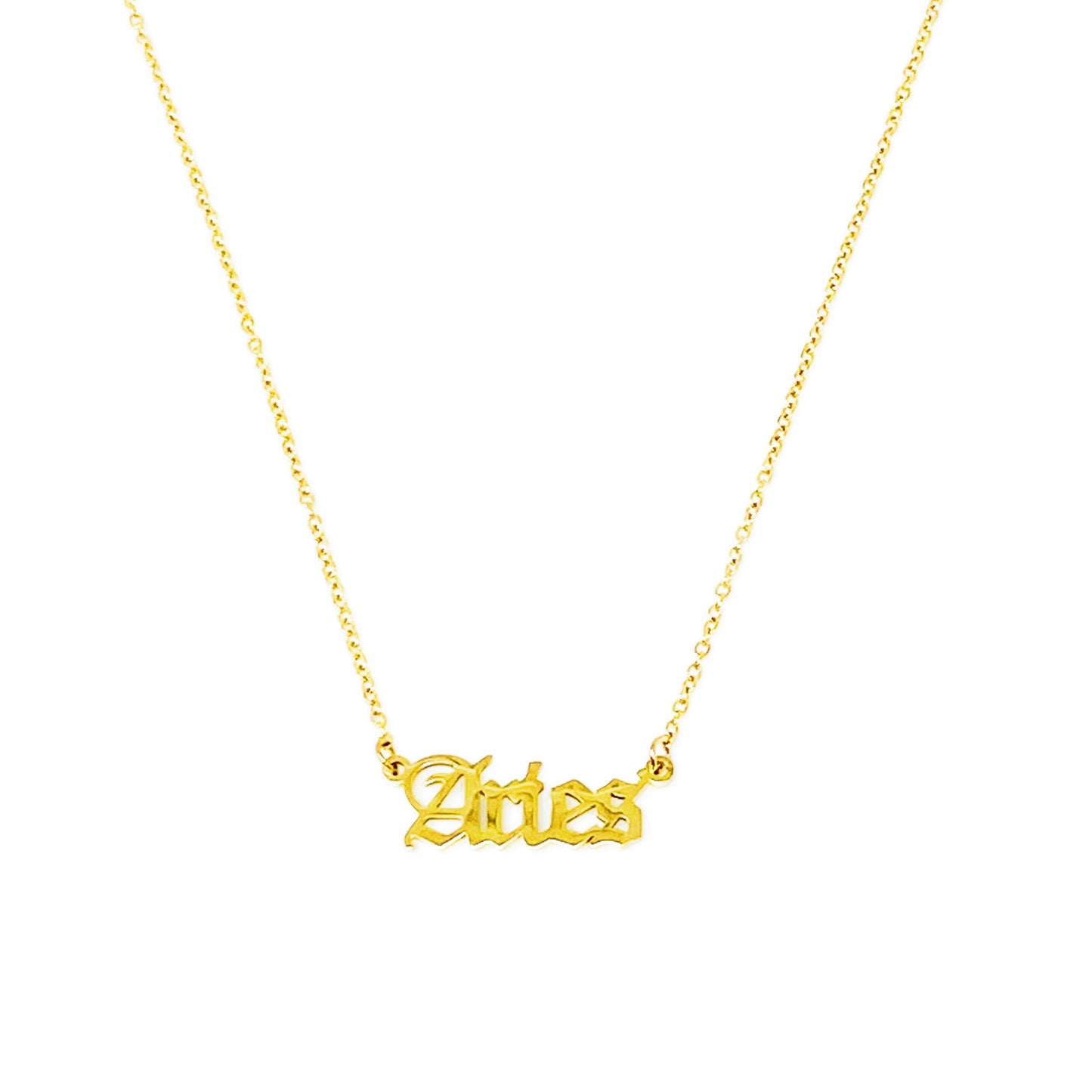 Old English Zodiac Necklace - Stainless Steel Gold Plated