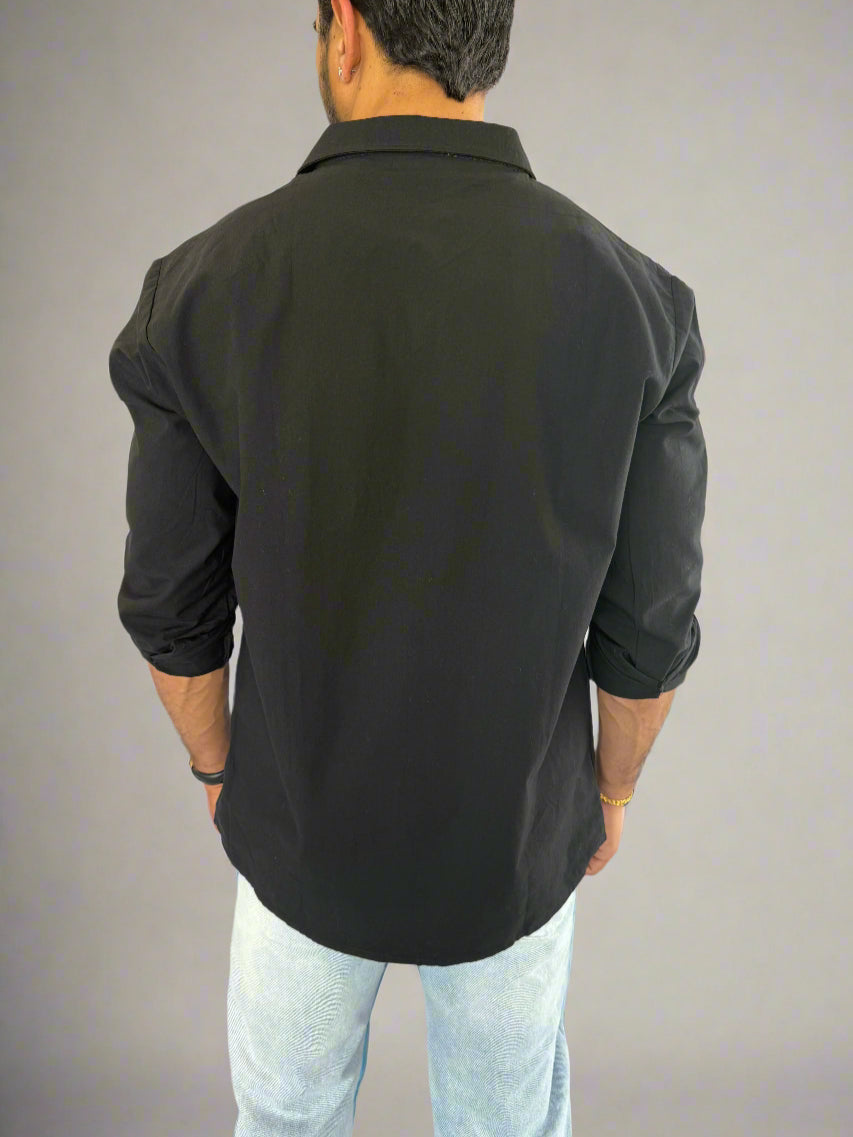 Mens Riviera Edge Button Up Shirt black rock back