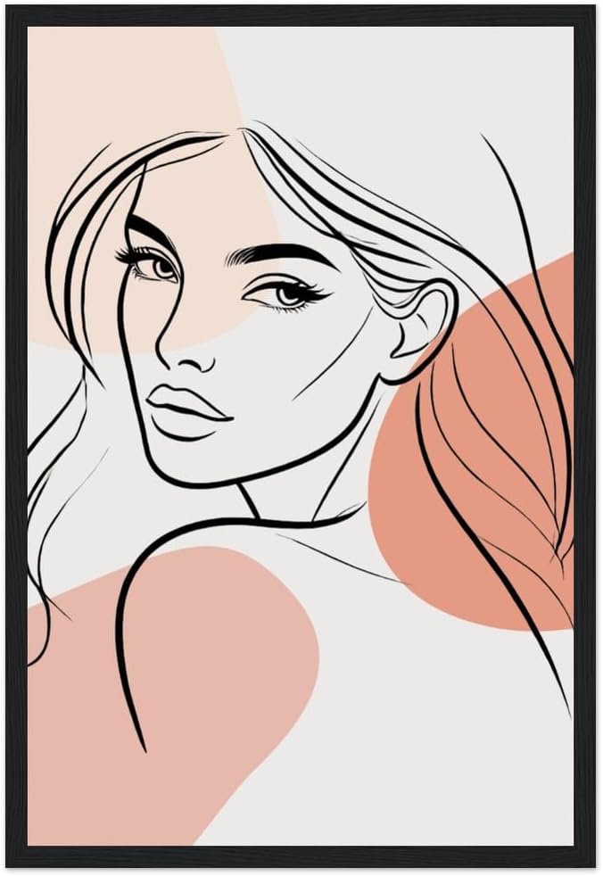 The Maya in Neutrals - Minimalist Woman Line Artwork - Ready To Hang (Framed)