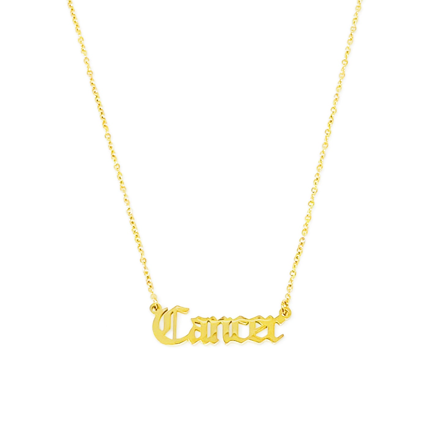 Old English Zodiac Necklace - Stainless Steel Gold Plated