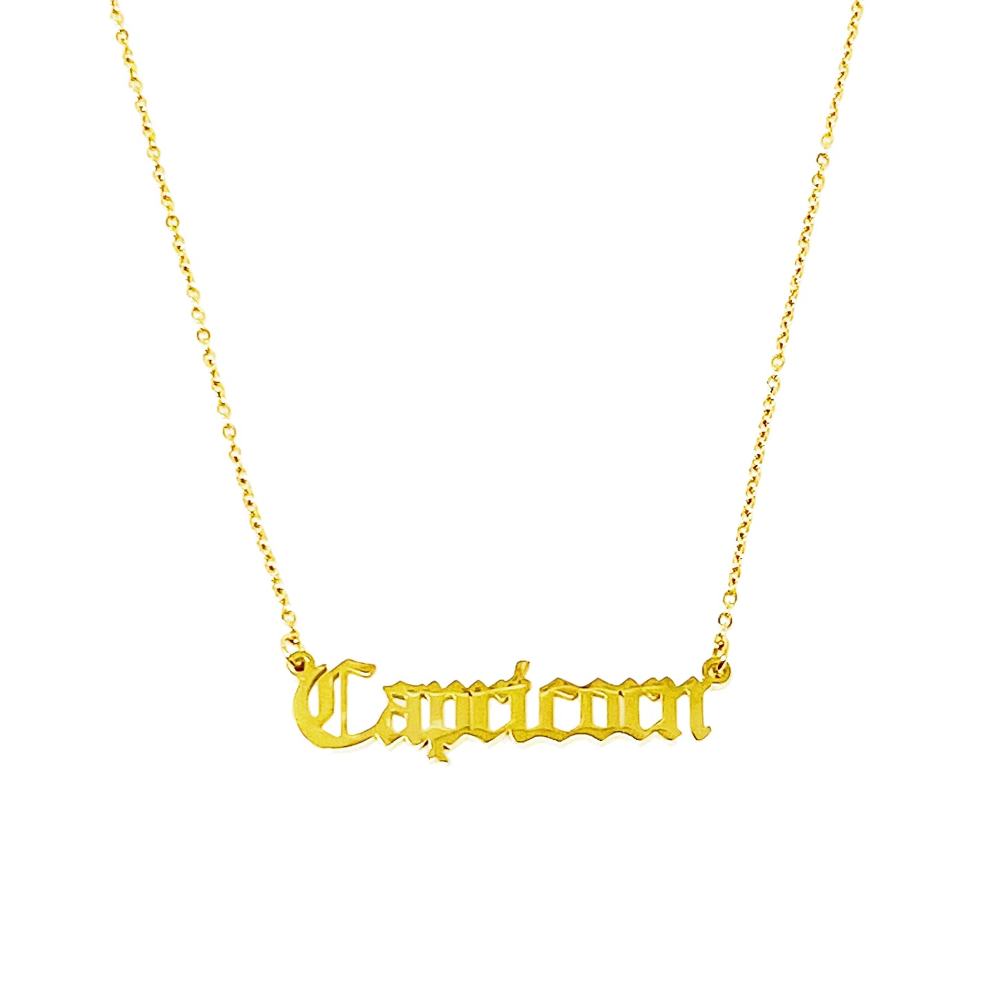 Old English Zodiac Necklace - Stainless Steel Gold Plated