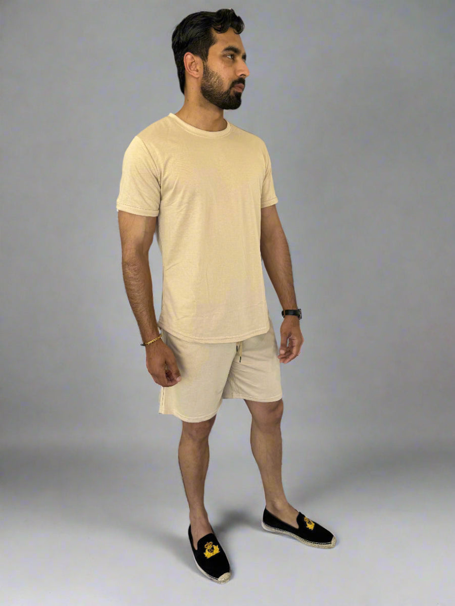 Mens Daily Errands Shirt and Short Outfit Set in Khaki angle