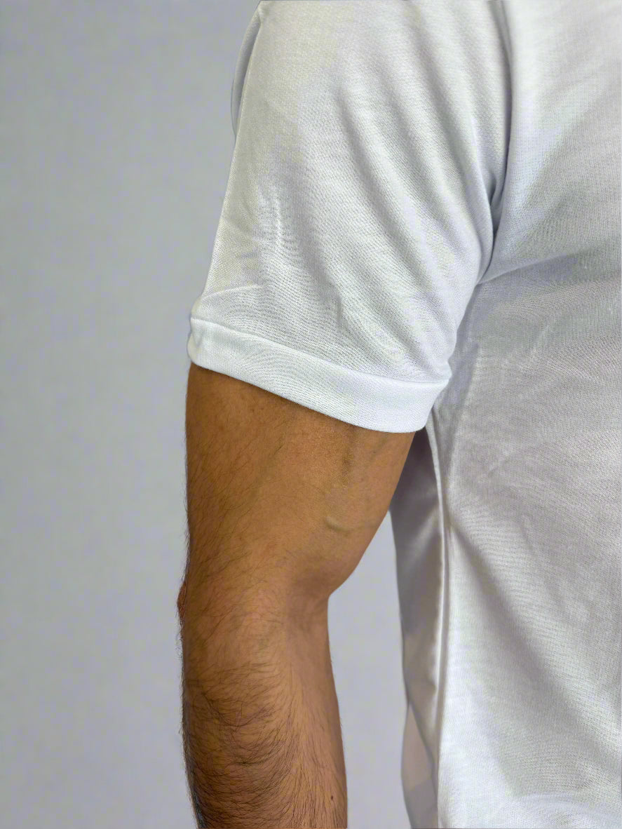 Mens Daily Errands Shirt and Short Outfit Set white sleeve detail