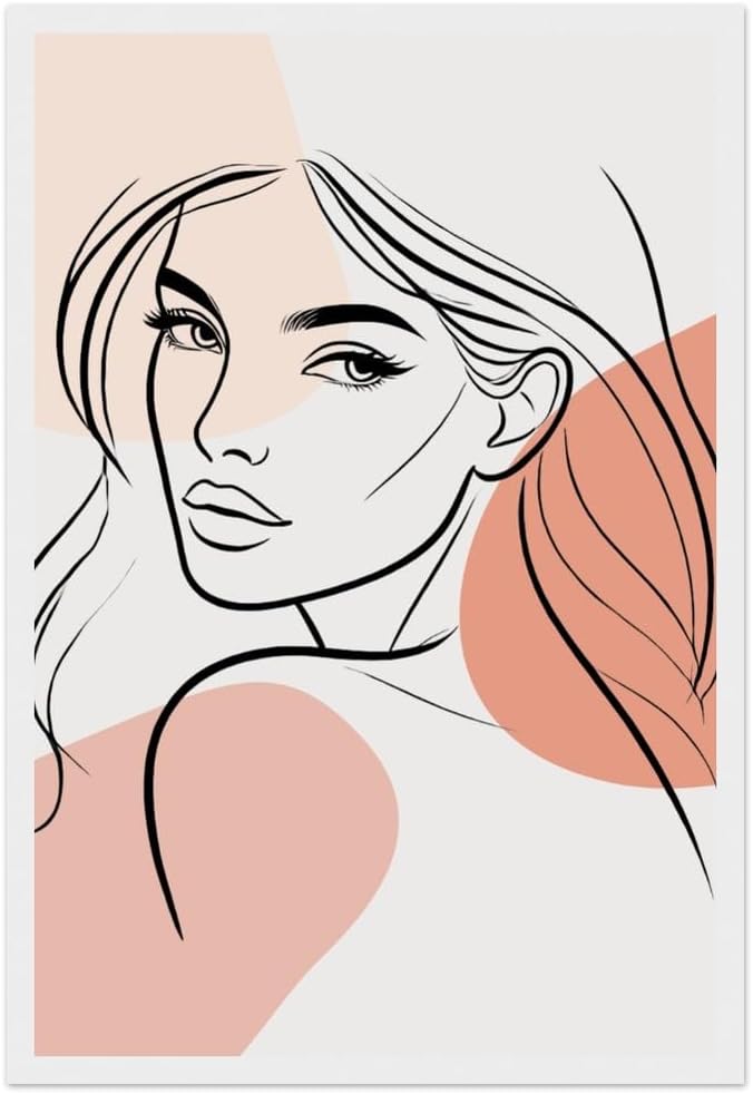 The Maya in Neutrals - Minimalist Woman Line Artwork - Ready To Hang (Framed)