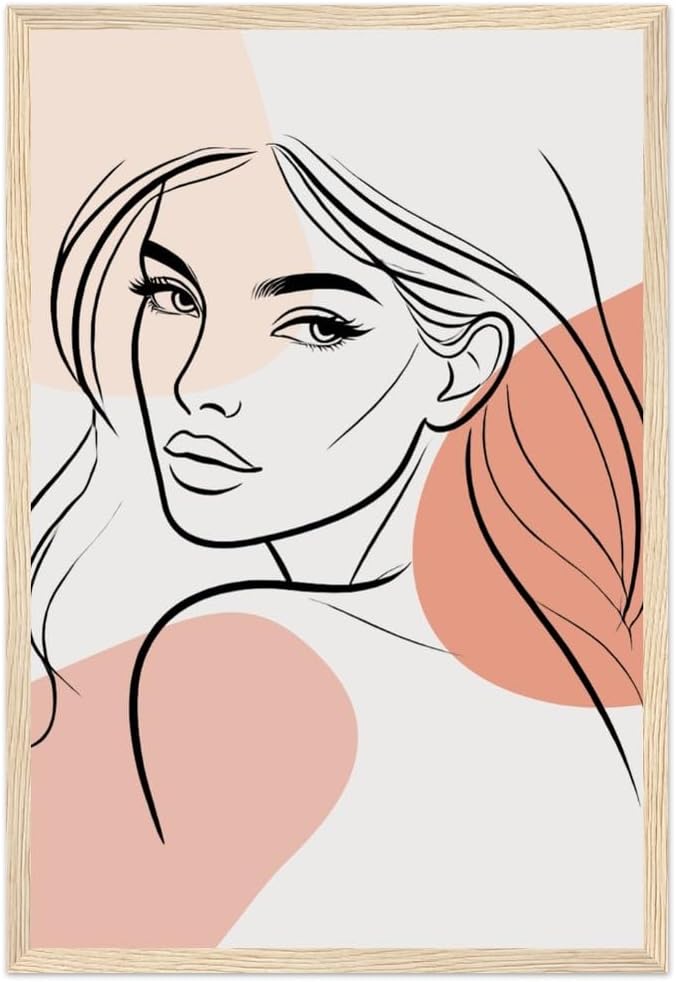 The Maya in Neutrals - Minimalist Woman Line Artwork - Ready To Hang (Framed)