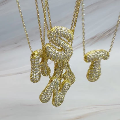 Crystal Bubble Throwy Letter Necklace