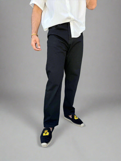 Mens Washed Straight-Leg Slim Jeans in Black