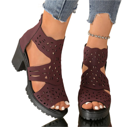 Eyelet Block Cutout Booties