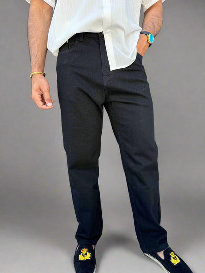 Mens Washed Straight-Leg Slim Jeans in Black