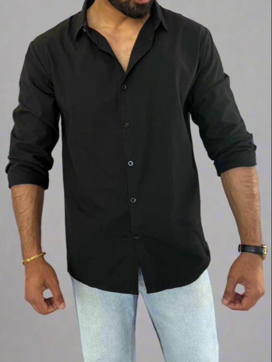 Mens Riviera Edge Button Up Shirt black rock front close