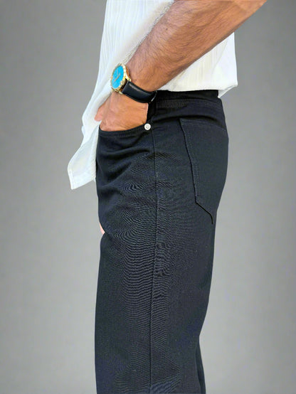 Mens Washed Straight-Leg Slim Jeans in Black