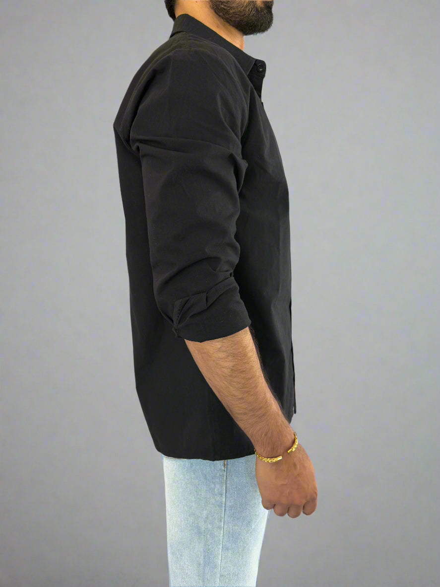 Mens Riviera Edge Button Up Shirt black rock side