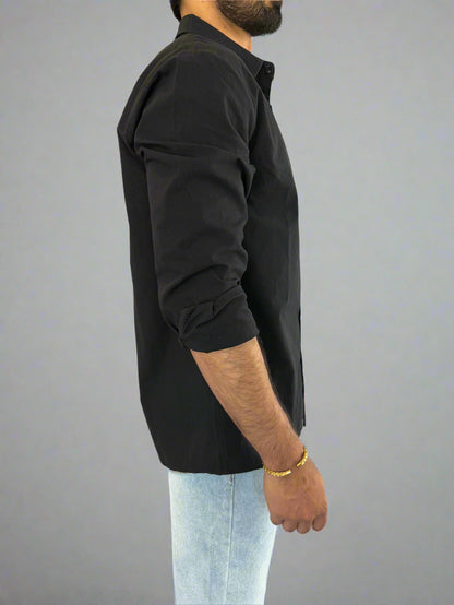 Mens Riviera Edge Button Up Shirt black rock side