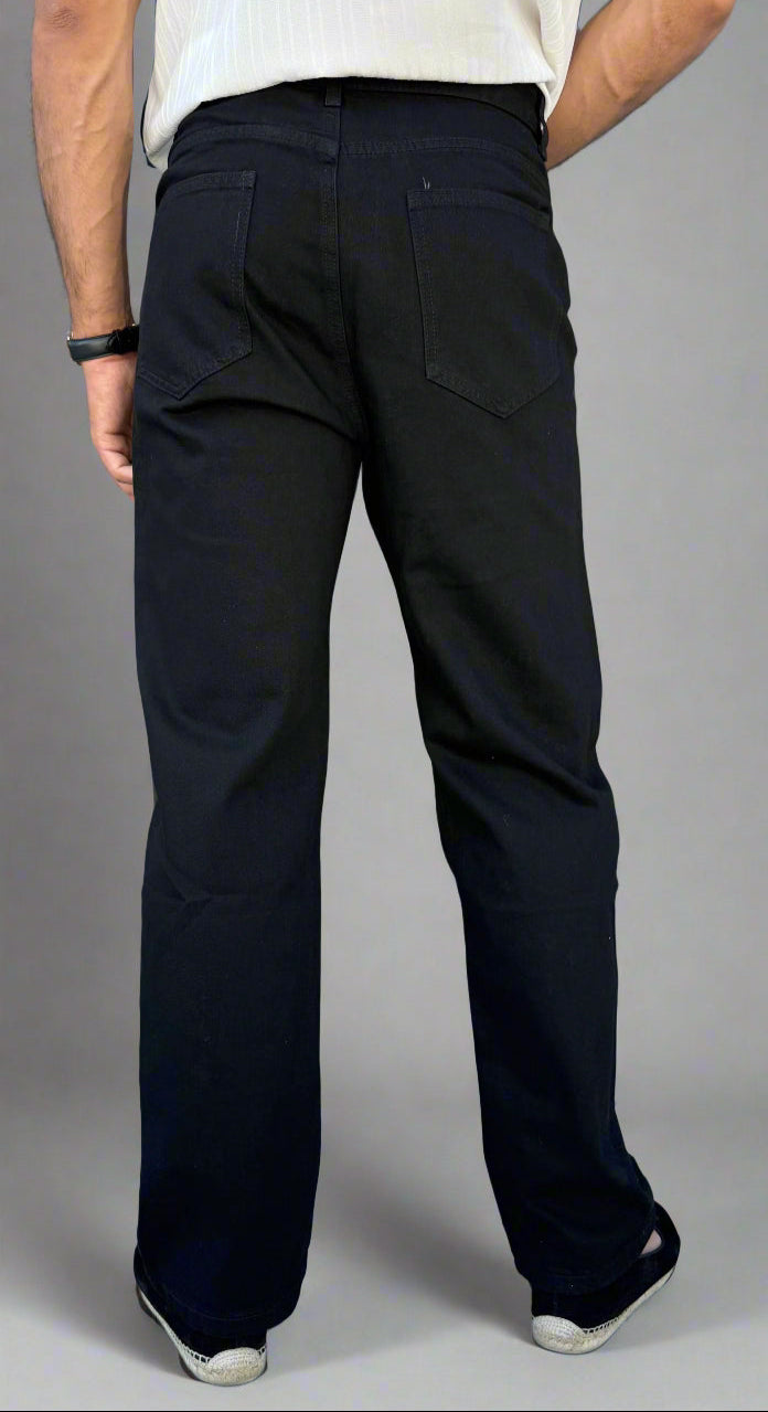 Mens Washed Straight-Leg Slim Jeans in Black