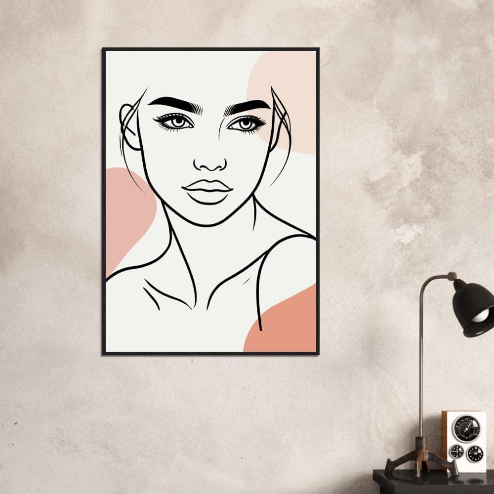 The Carmen in Neutrals - Minimalist Woman Line Artwork Print (Framed)