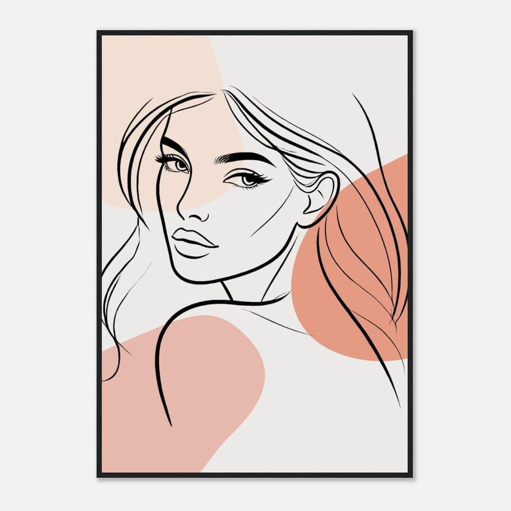 The Maya in Neutrals - Minimalist Woman Line Artwork - Ready To Hang (Framed)