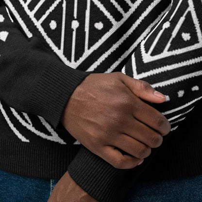 Mens Hamsa Knitted Crew Neck Sweater - Evil Eye Design - Luxury Streetwear