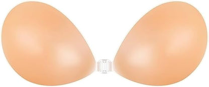 Know Your Worth Silicone Adhesive Strapless Bra - Reusable Backless Bra with Clear Front Clasp - Invisible Lift for Dresses & Formal Wear