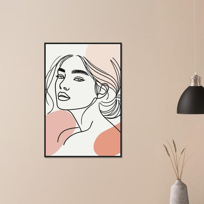 The Asta in Neutrals - Minimalist Woman Line Artwork - Ready To Hang (Framed)