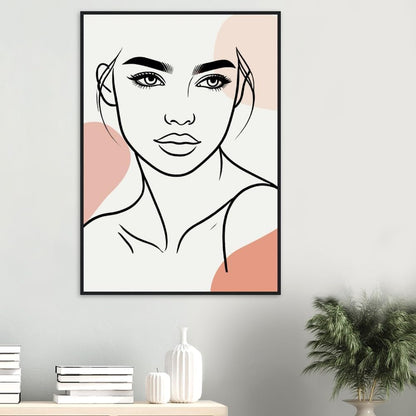 The Carmen in Neutrals - Minimalist Woman Line Artwork Print (Framed)