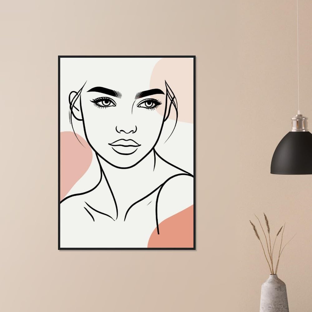 The Carmen in Neutrals - Minimalist Woman Line Artwork Print (Framed)