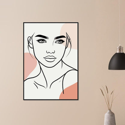 The Carmen in Neutrals - Minimalist Woman Line Artwork Print (Framed)