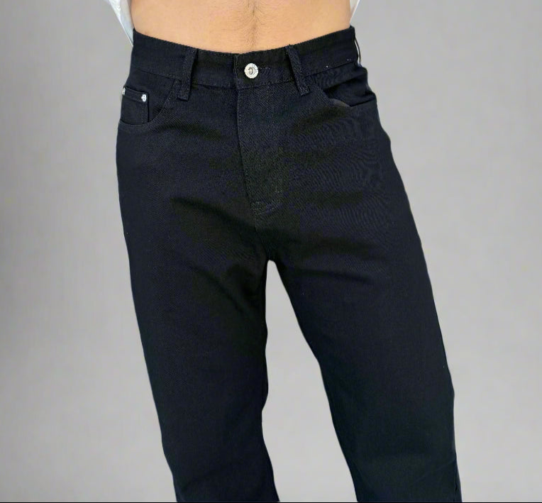 Mens Washed Straight-Leg Slim Jeans in Black