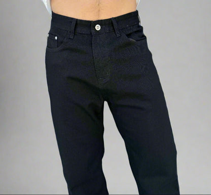 Mens Washed Straight-Leg Slim Jeans in Black