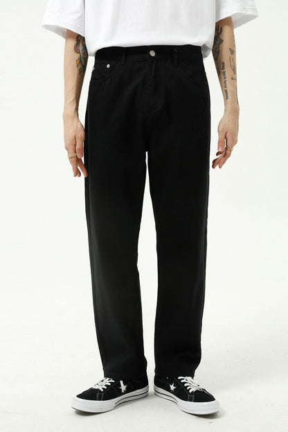 Mens Washed Straight-Leg Slim Jeans in Black